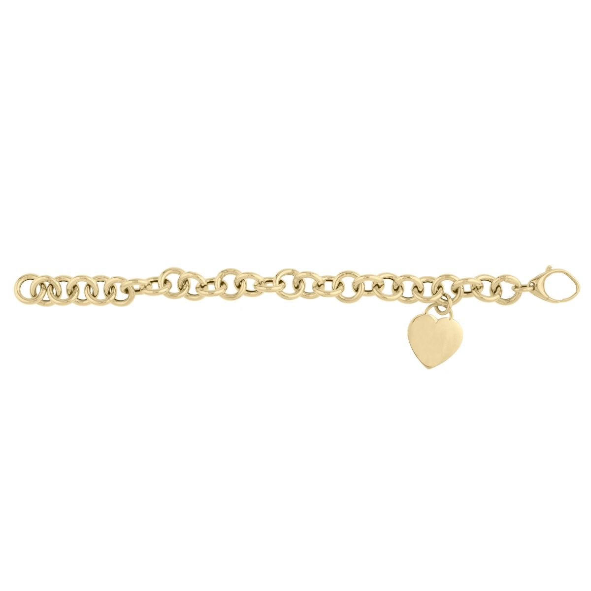 c16071-0750 14K Heart Tag & Rolo Link Bracelet | Royal Chain Group