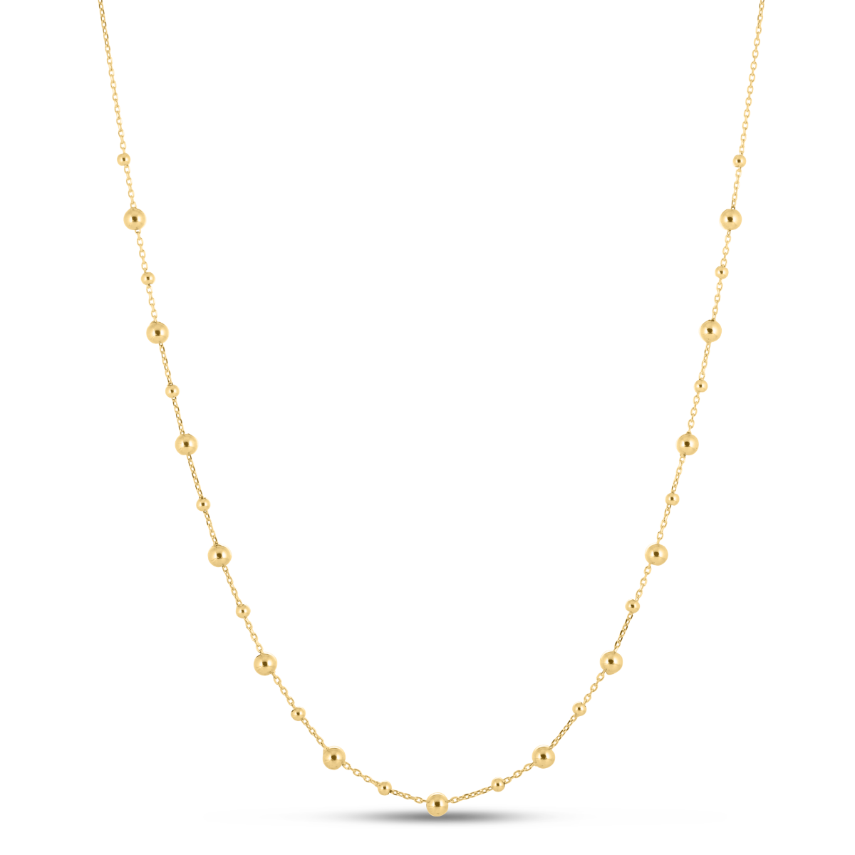 Beaded Ball Chain Necklaces in 14k Gold