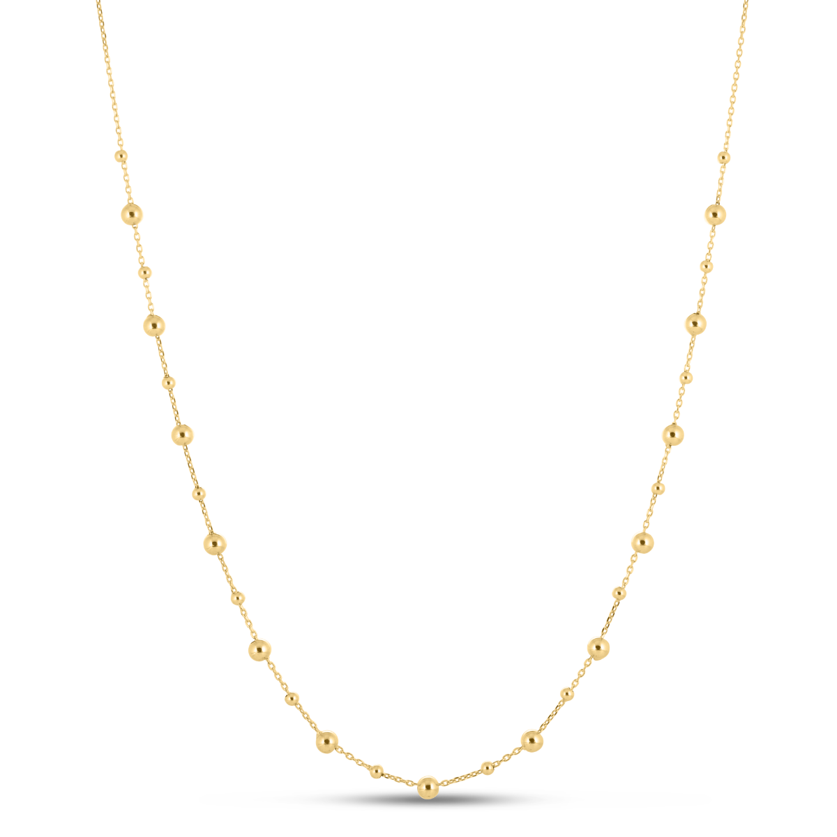 14K Yellow Gold 9MM-2.5MM Graduated Bead Necklace - GS124 | JTV.com