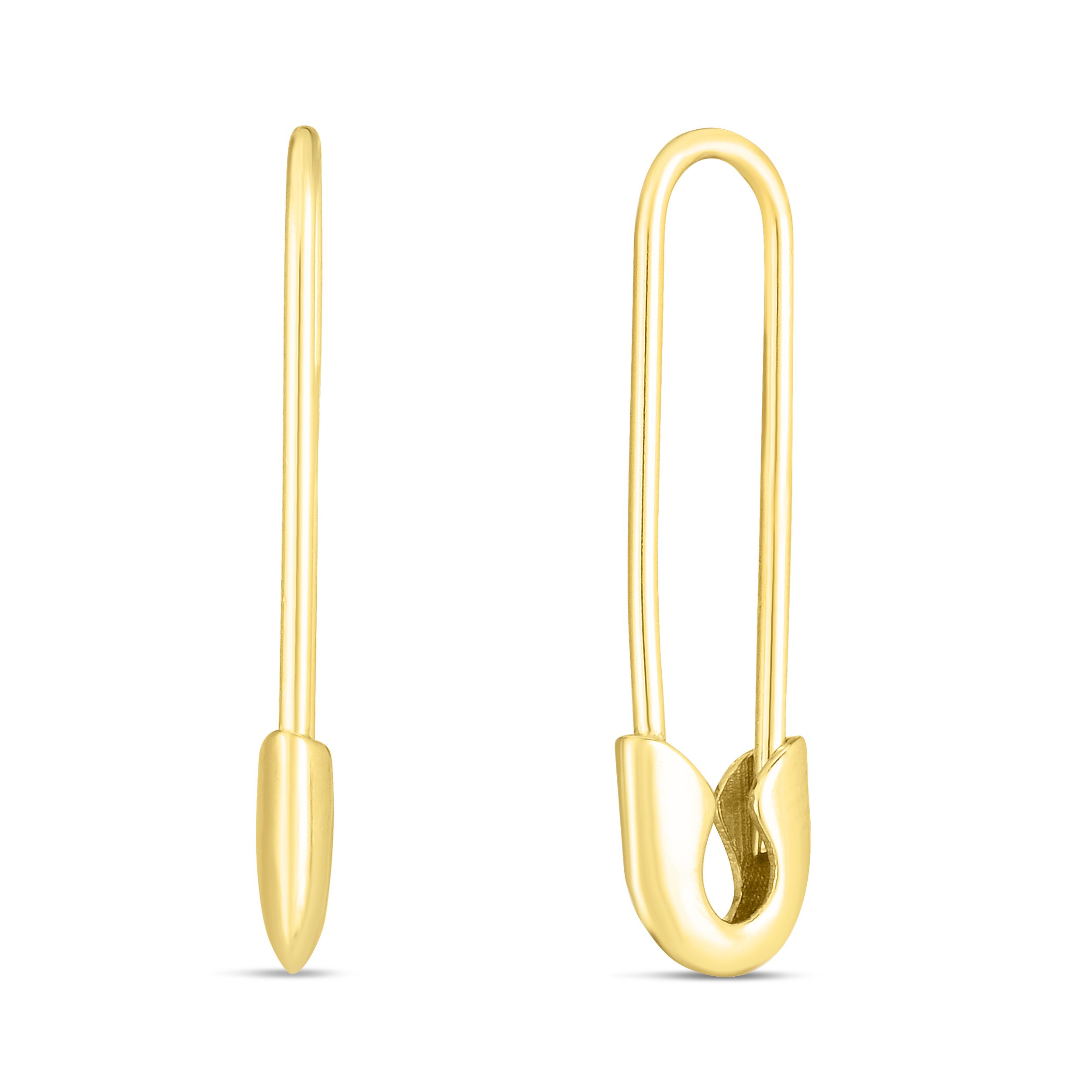 14K YELLOW GOLD LARGE SAFETY PIN EARRINGS | Patty Q's Jewelry Inc