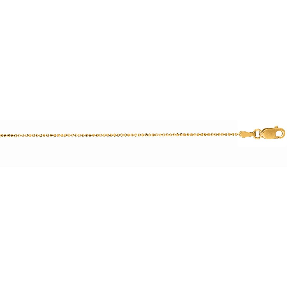 14K Gold 1.1mm Diamond Cut Bead Chain with Lobster Lock | Royal Chain Group