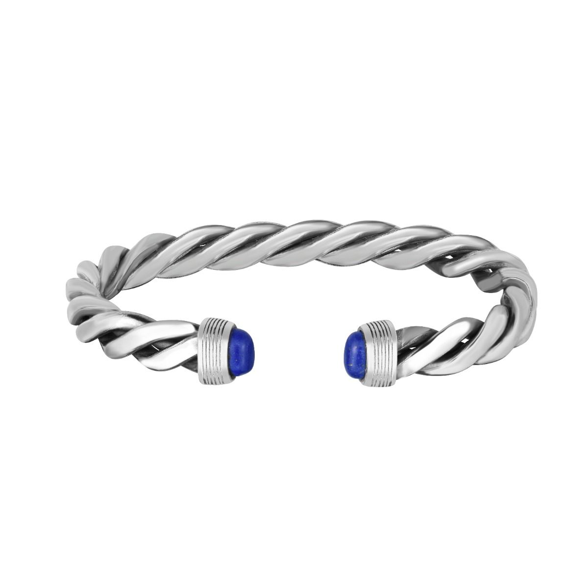pgb10029 Men\'s Silver Lapis Cable Bracelet | Royal Chain Group