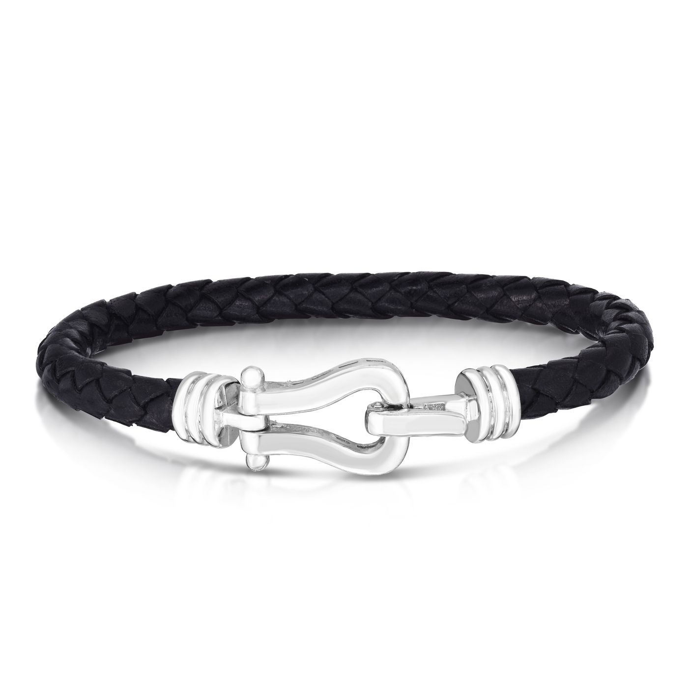 Leather & Sterling Silver Bracelet Black