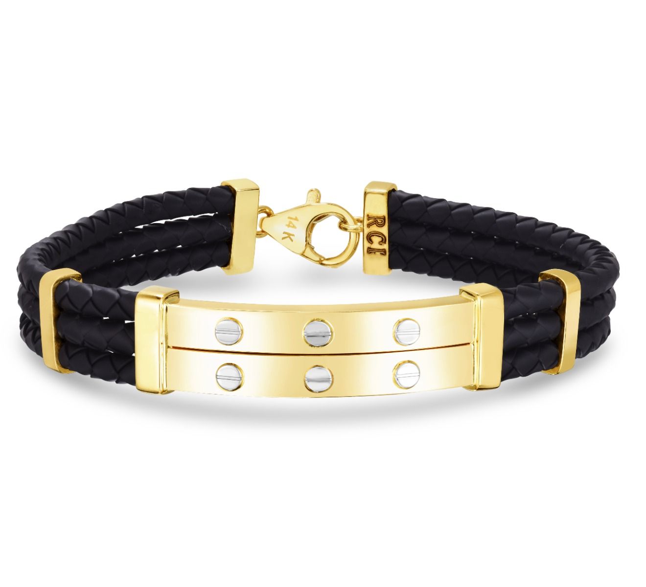 Men's Gold Rubber Cord Bar Bracelet