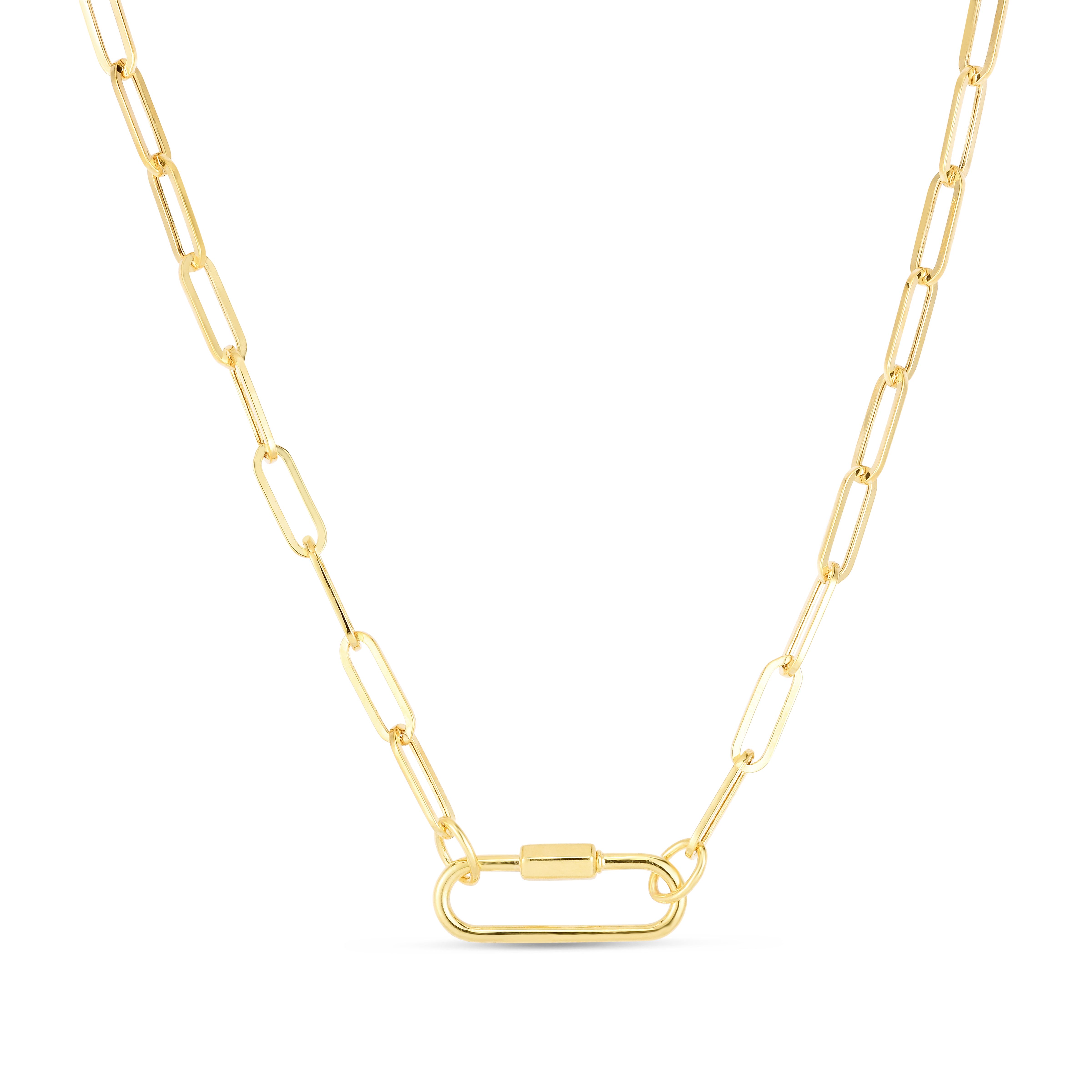 14K Gold Paper Clip Link Chain Necklace