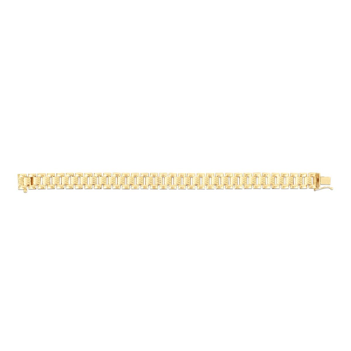 14K Two Tone Gold Rail Road Link Bracelet 95 Inches 149mm 924 Grams  68014 quality jewelry at TRAXNYC  buy online best price in NYC