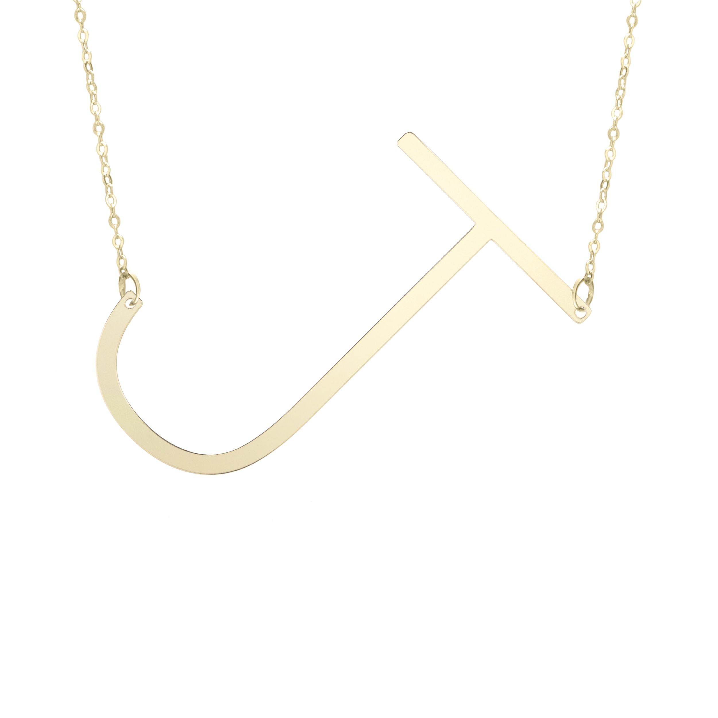 Letter J Pendant Necklace in Gold