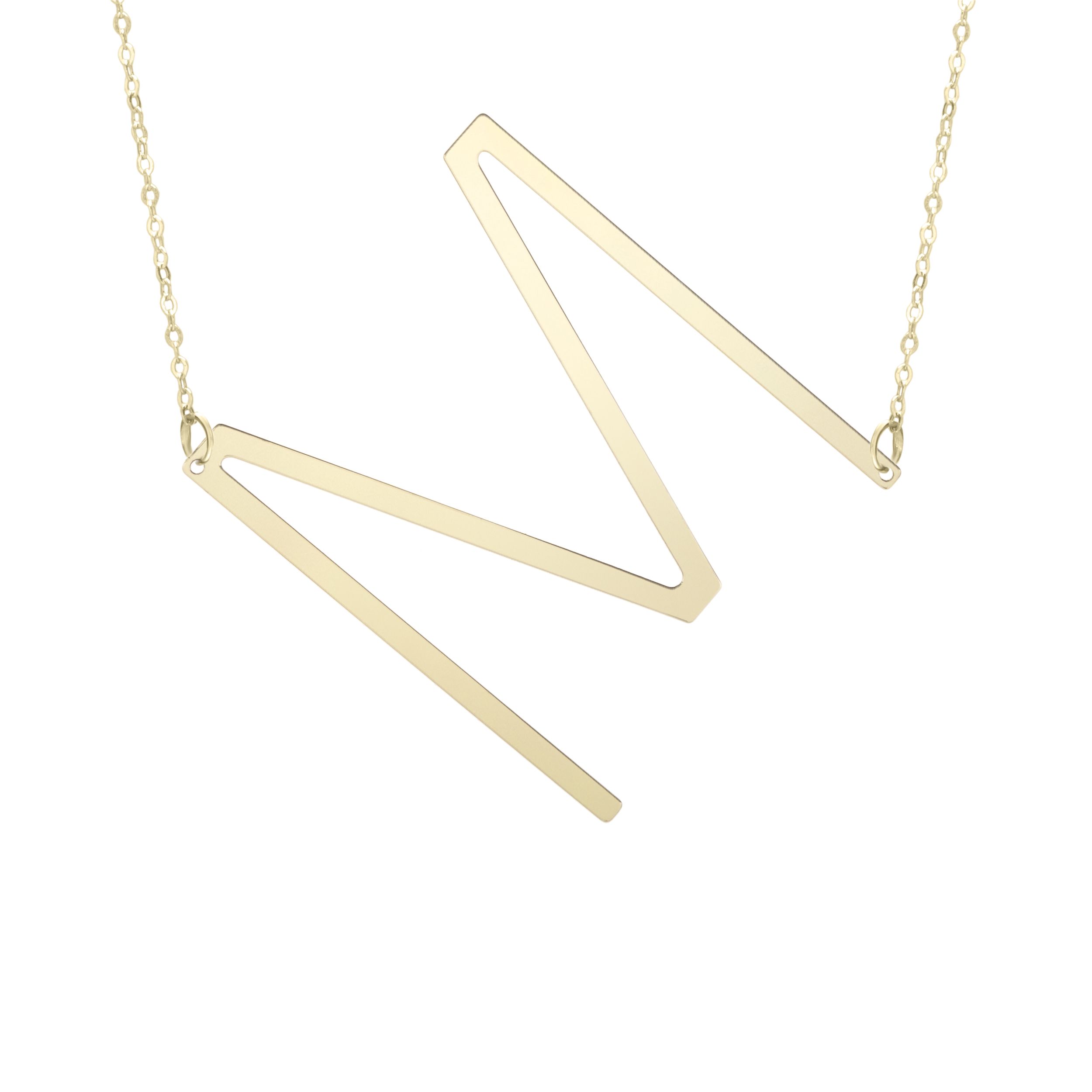 Initial Necklace - 14k White Solid Gold - Oak & Luna