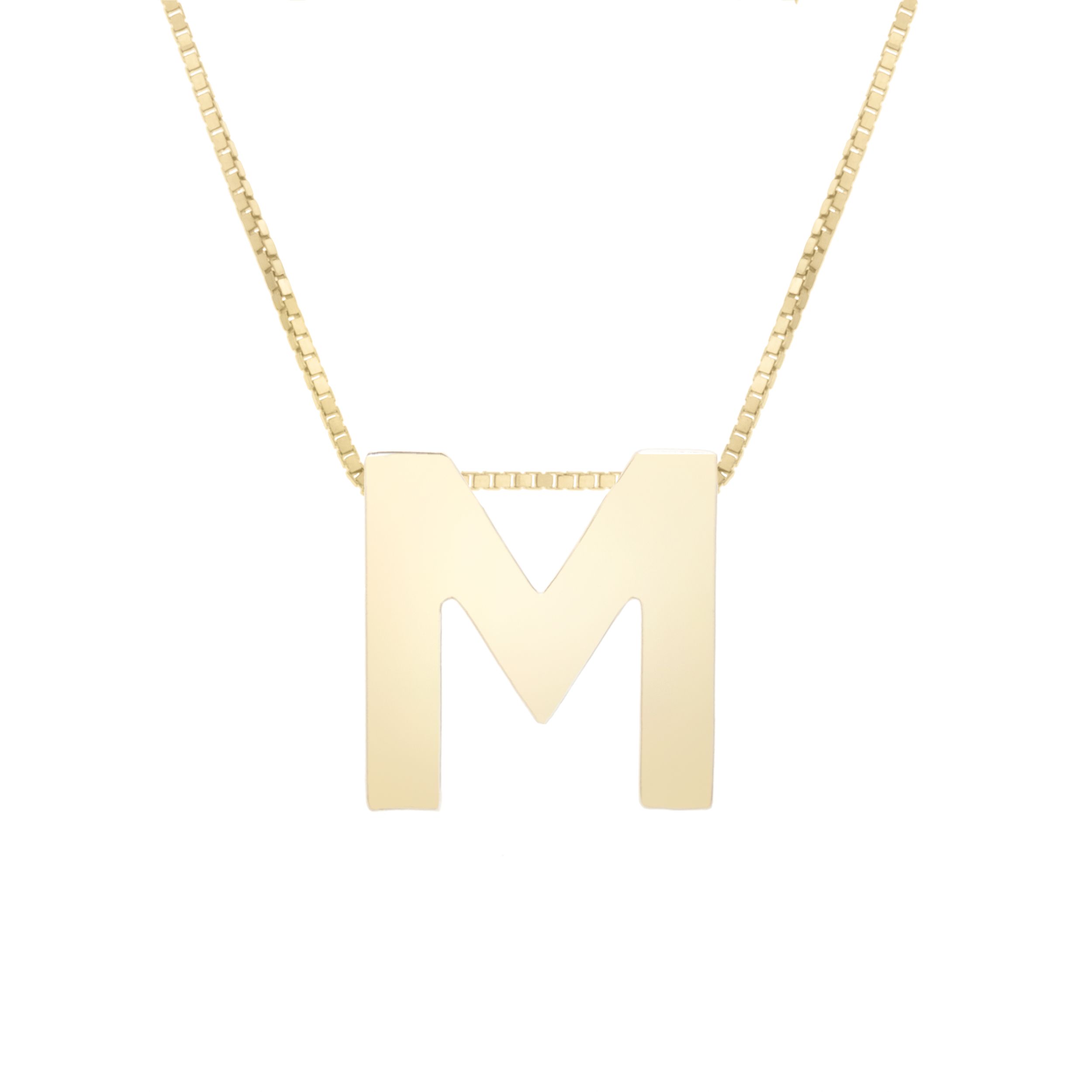 14k White or Yellow Gold M Block Initial Letter Nameplate Personalized  Jewelry - Findings Outlet