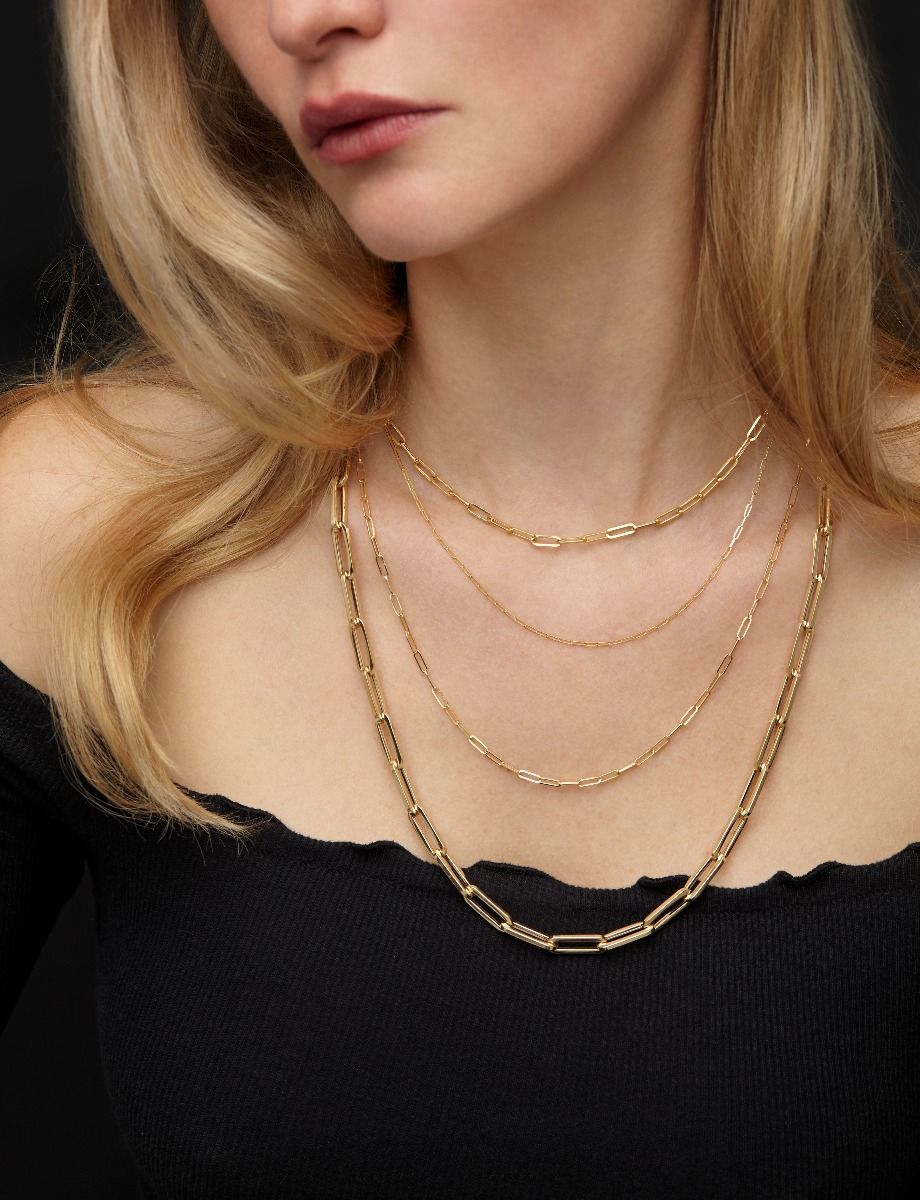 Paper clip necklace store 14k gold