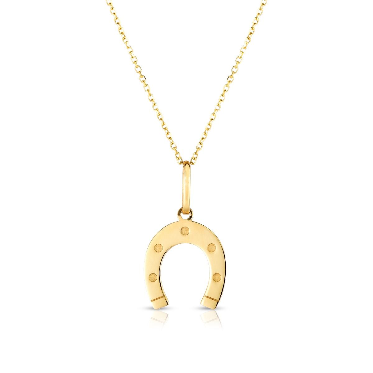 10K Yellow Gold Horse Head In Horseshoe Pendant Charm Necklace Animal:  31922099191877