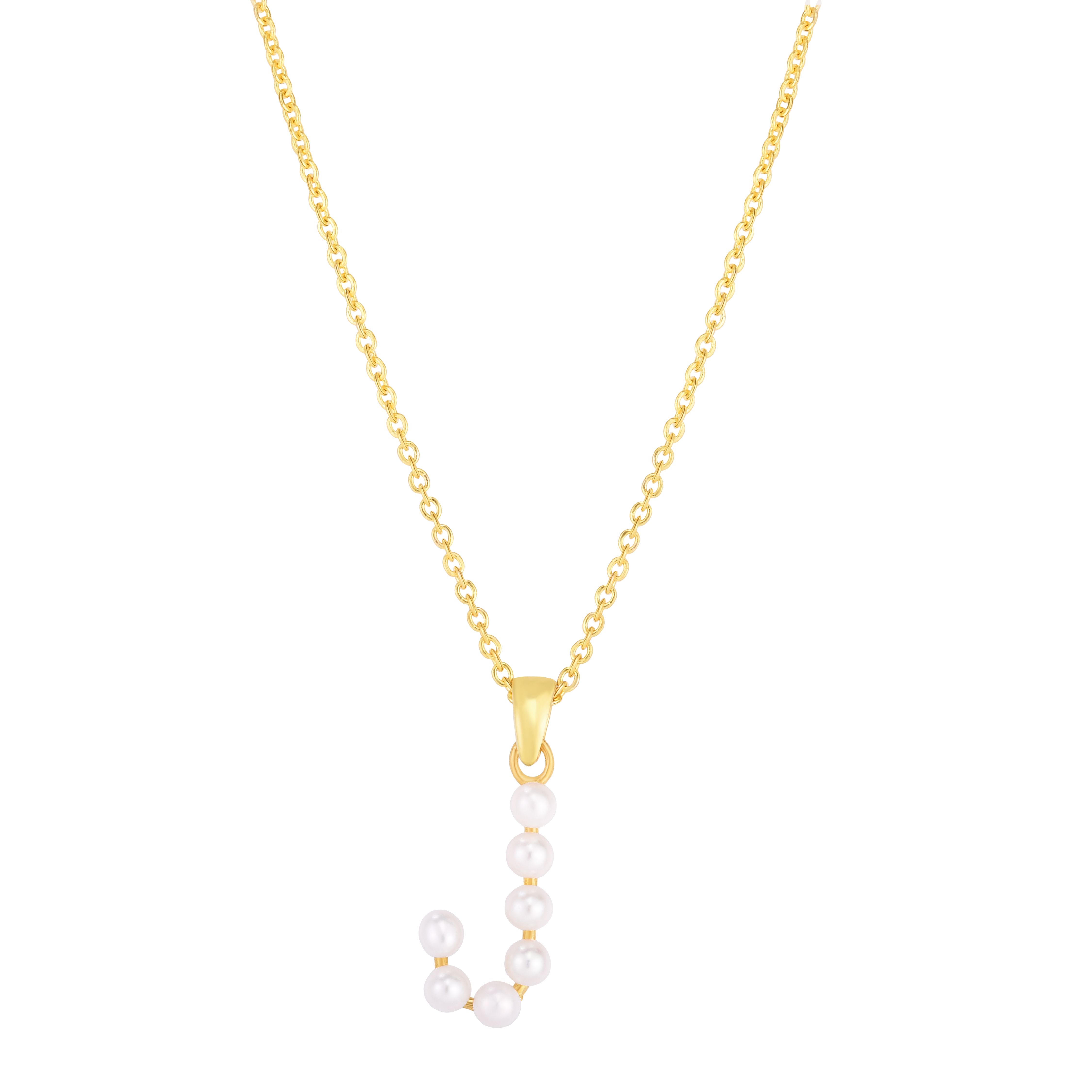 GOLD CUSTOM INITIAL GEMSTONE PEARL NECKLACE - FIVE FOURTY NINE