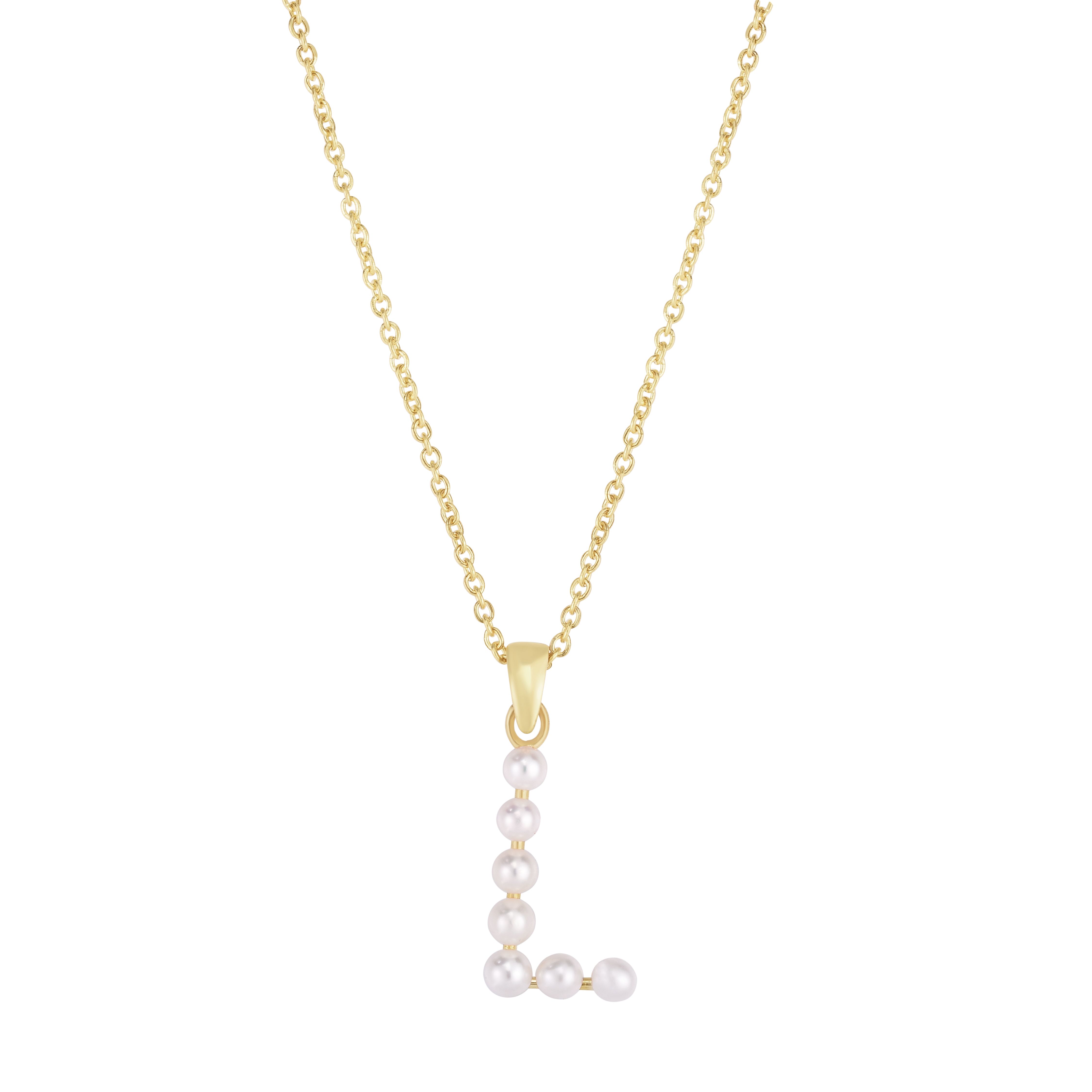 Rose Gold Plated Initial Necklace Letter L Created with Zircondia® Crystals  by Philip Jones Jewellery