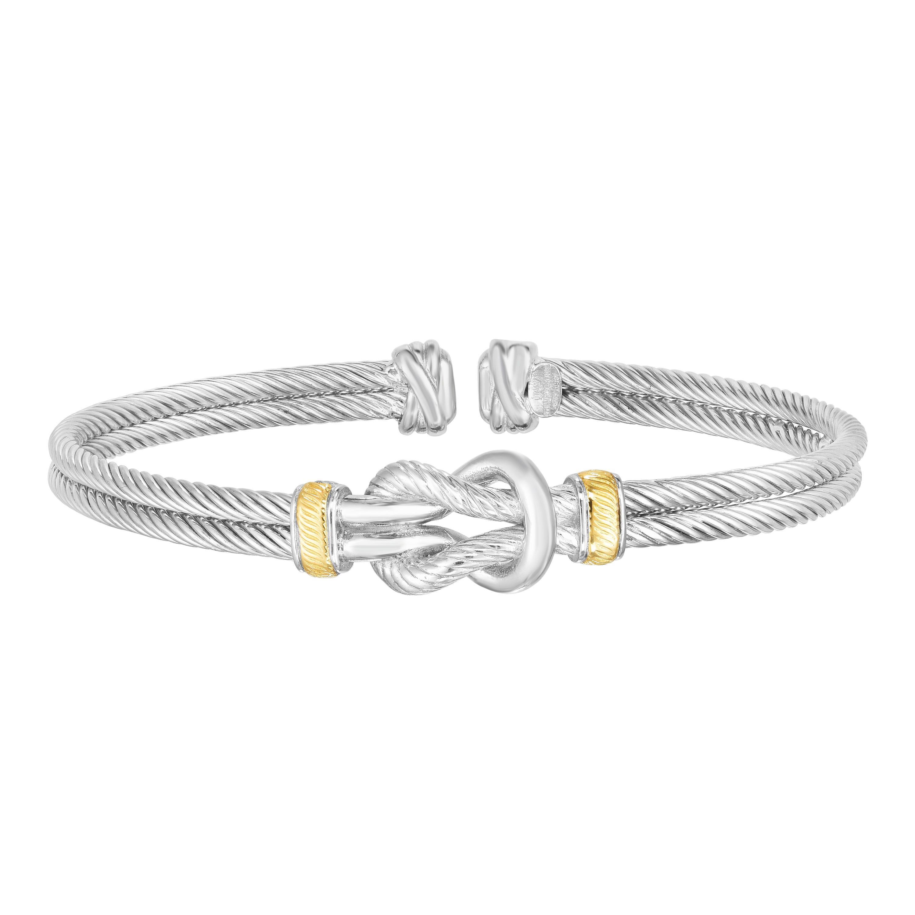 Sterling Silver, 18K Gold Knot Men's Cuff | Royal Chain Group