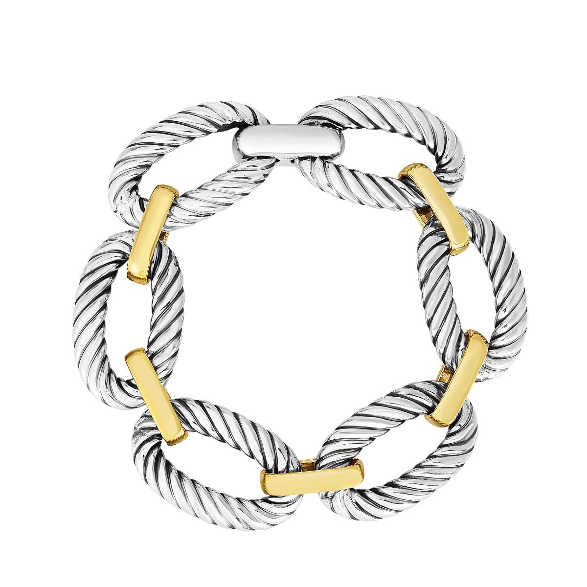 silrc15225-08 Silver & 18K Gold Thick Oval Cable Link Bracelet | Royal  Chain Group