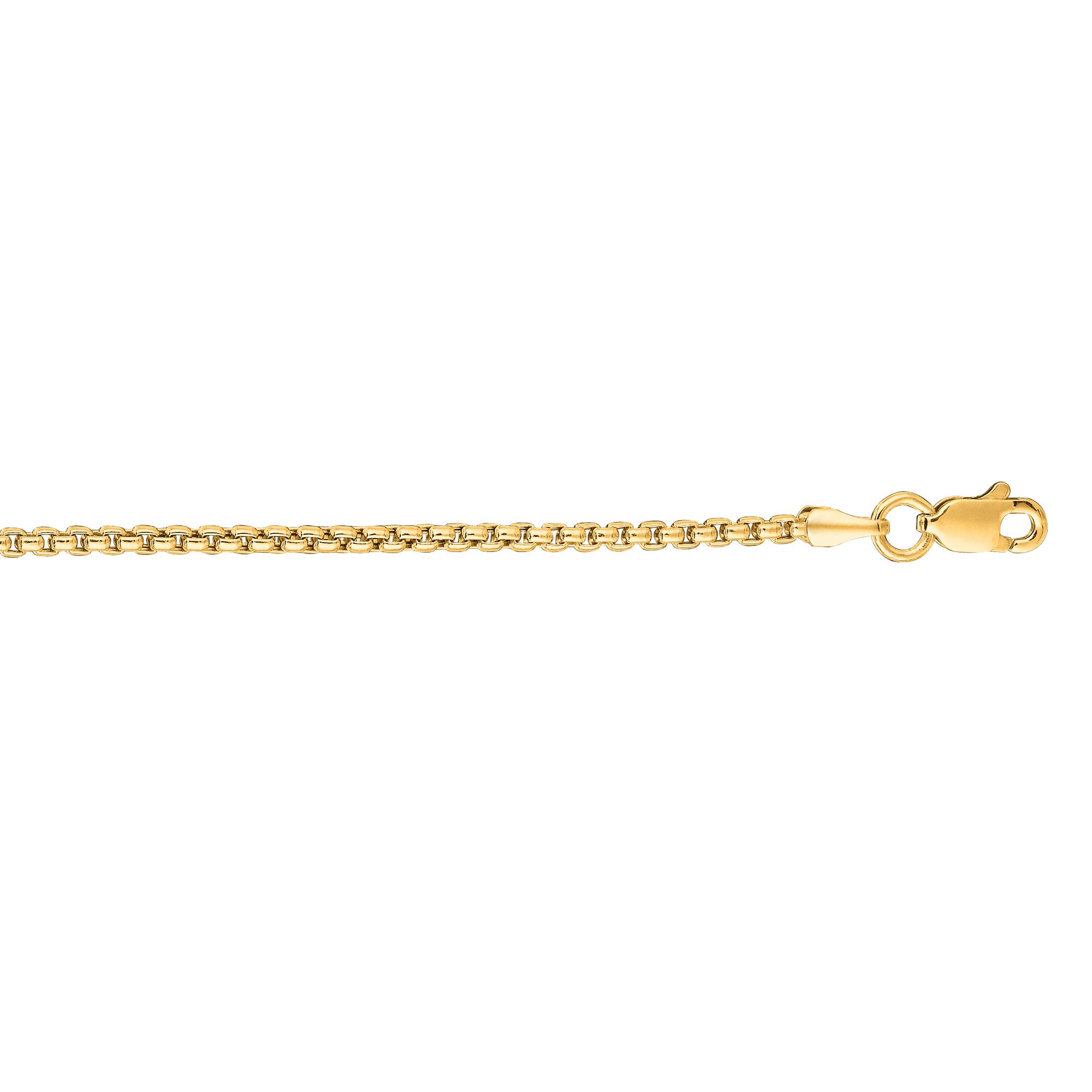 Solid 10k Yellow Gold 1.5mm Box Chain Necklace with Secure Lobster Lock 