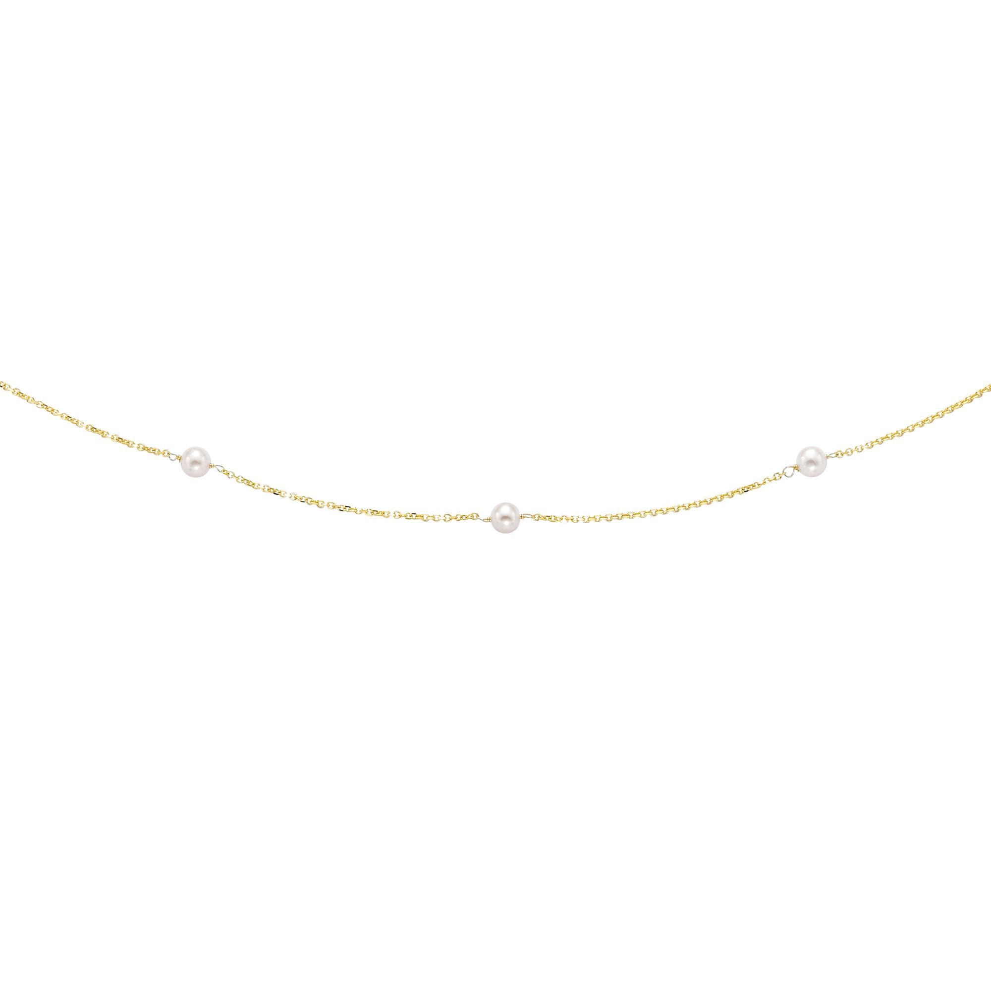TC1 14K Gold Pearl Station Necklace Royal Chain Group