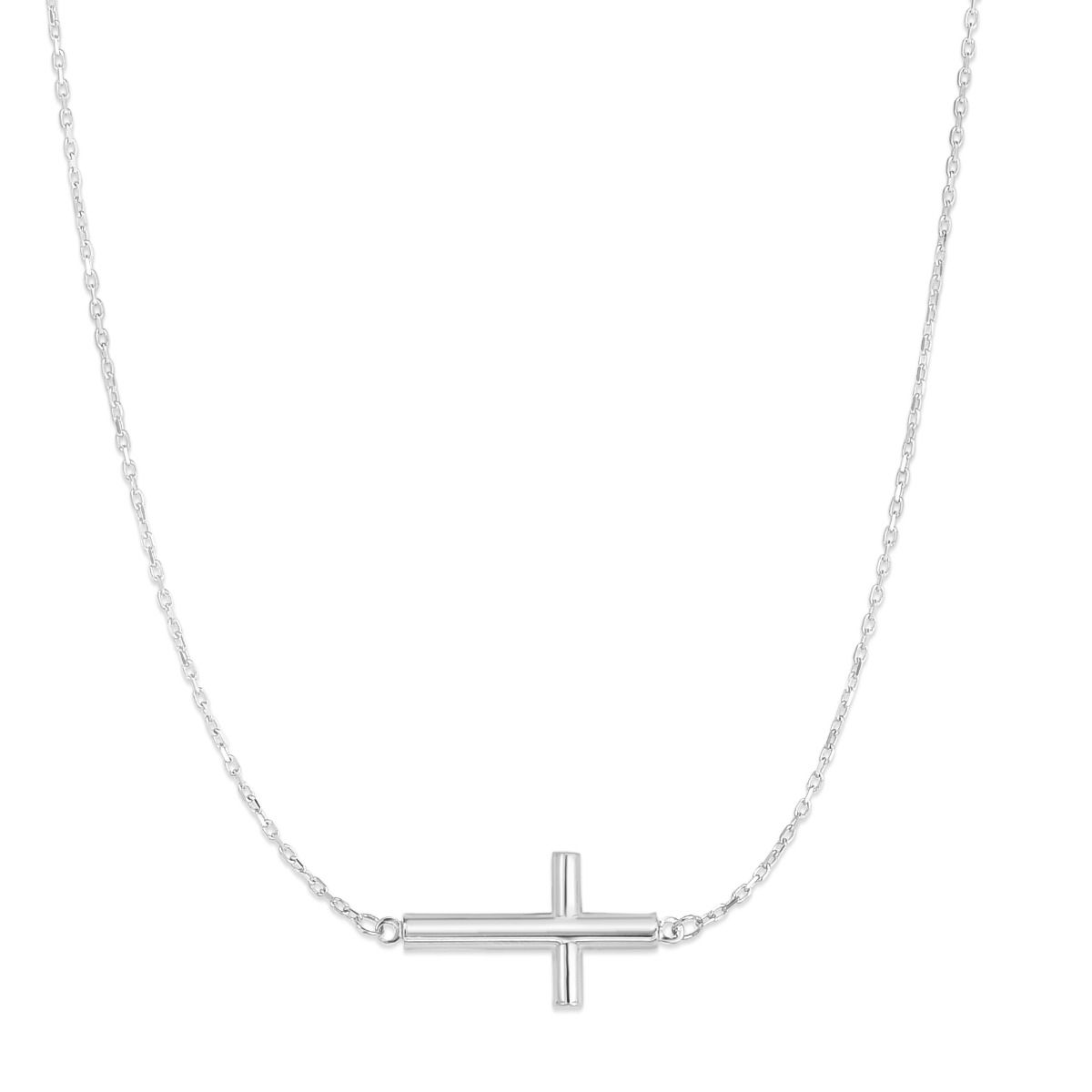 WRC2197-18 14K Gold Diamond Cut Sideways Cross Necklace | Royal