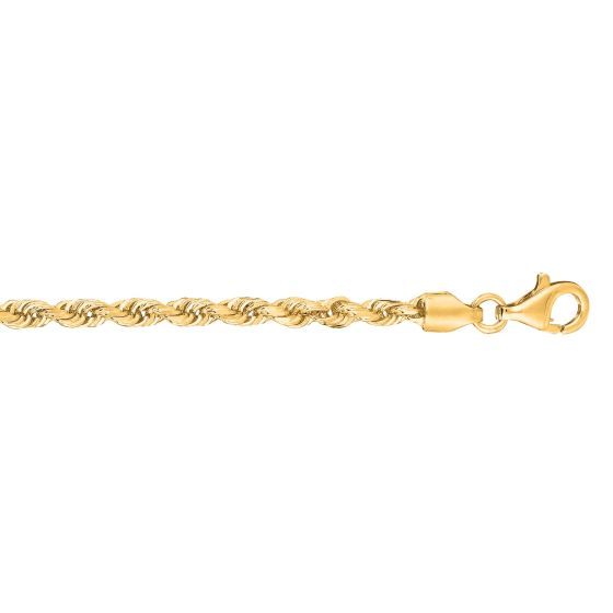 10K Gold 3.0mm Solid Diamond Cut Royal Rope Chain 