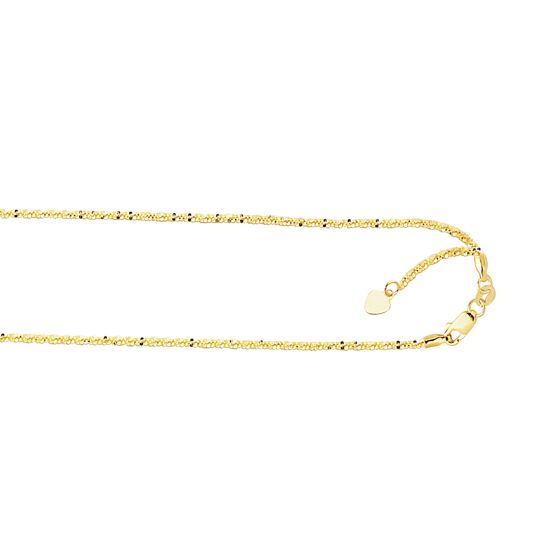 10K Gold 1.2mm Adjustable Sparkle Chain