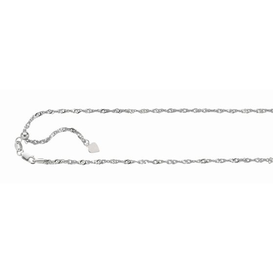 Silver 1.5mm Adjustable Singapore Chain 