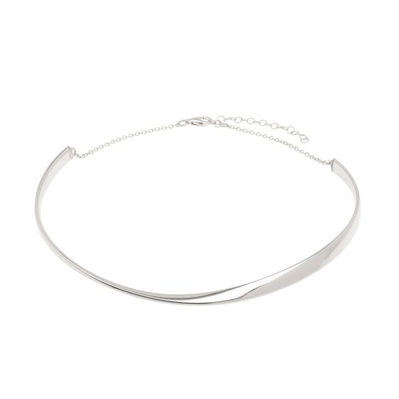 Silver Sculpted Collar Necklace