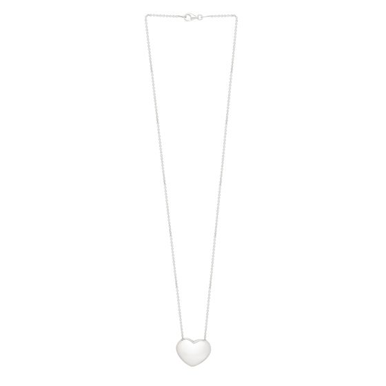 Silver Puffy Heart Necklace 