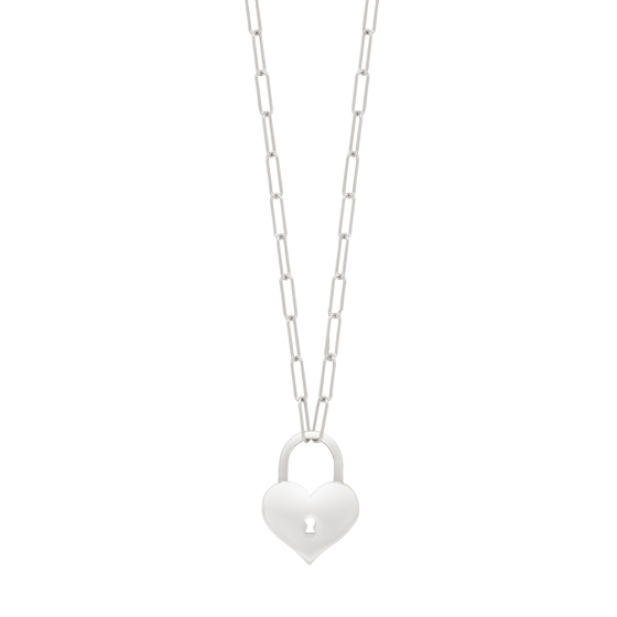 Silver Padlock Heart Necklace 