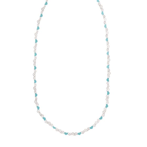 Silver Enamel Hearts Chain Necklace
