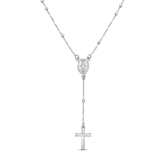 Silver Rosary Bead Necklace