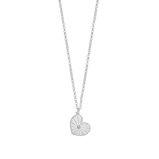 Silver Radiating Heart Necklace