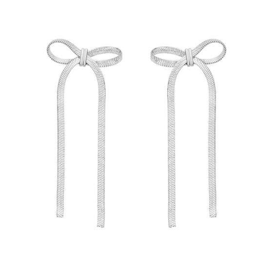 Silver Snake Chain Bow Earrings