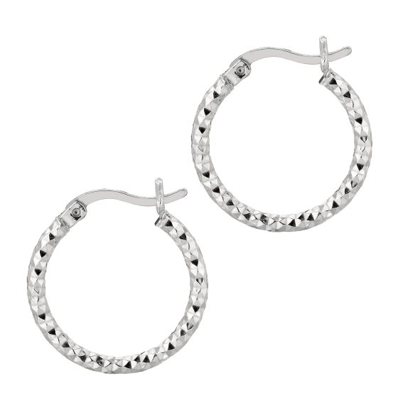 Silver 2x15MM Diamond Cut Earring