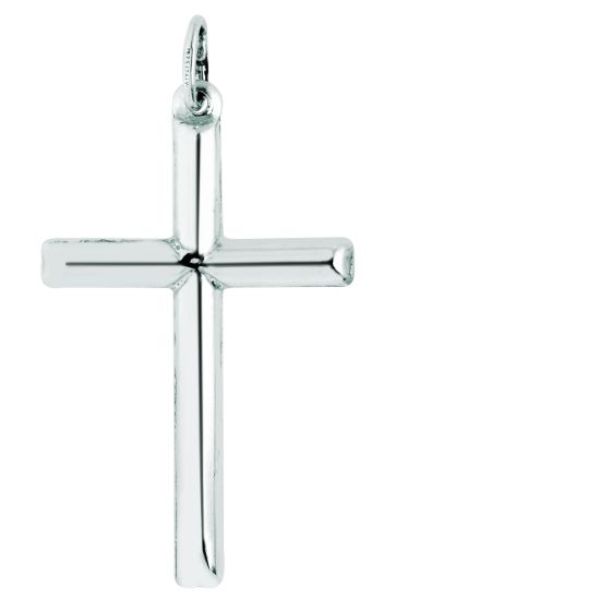 Silver Large Polished Cross Pendant