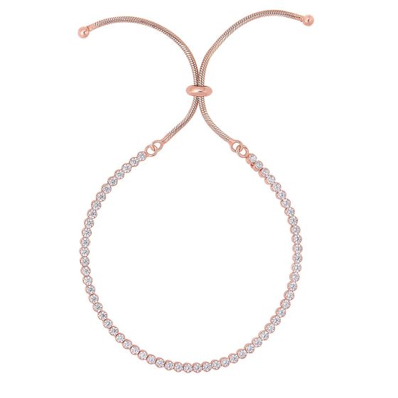 Sterling Silver Rose CZ Tennis Friendship Bracelet
