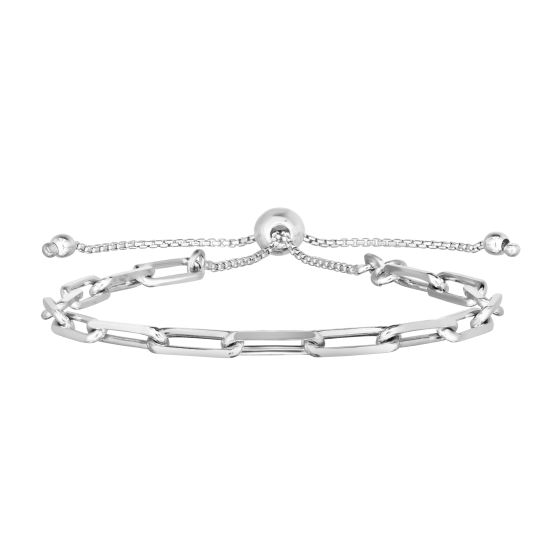 Silver 3.8mm Paperclip Link Friendship Bracelet 