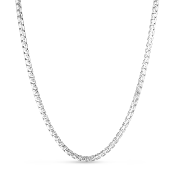 Sterling Silver 3.9mm Rockstar Cut Round Box Chain