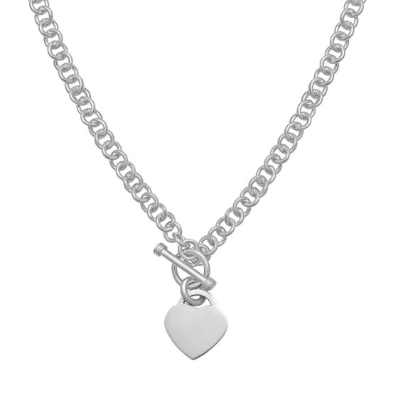 Silver Small Heart Toggle Chain