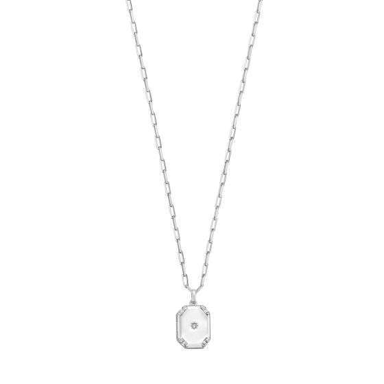Silver Octagonal Star Locket Necklace