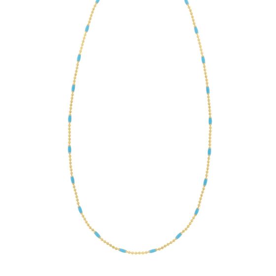 Gold Over Silver Enamel Beaded Chain Necklace