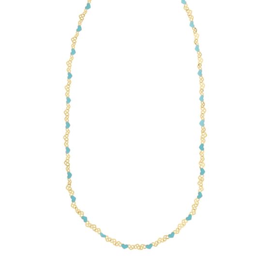 Gold Over Silver Enamel Hearts Chain Necklace