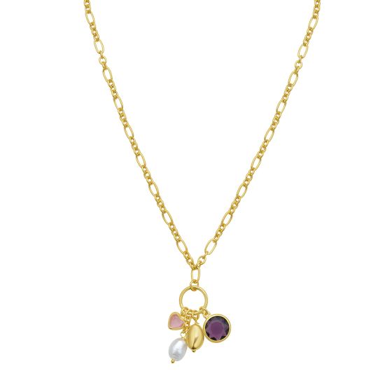 Gold Over Silver CZ Charm Necklace