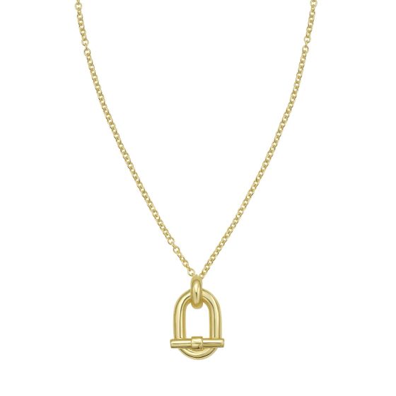 Gold Over Silver Open Oval Link on Cable Necklace
