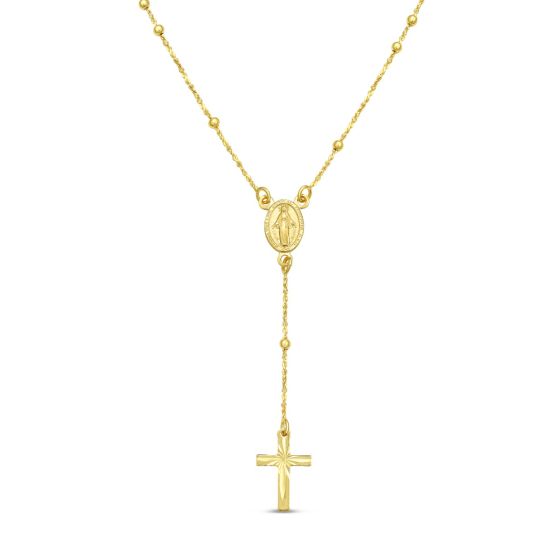 Gold Over Silver Rosary Bead Necklace