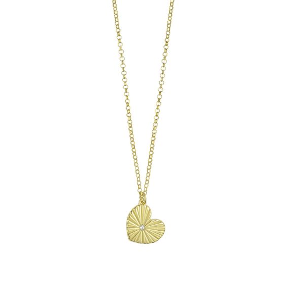 Gold Over Silver Radiating Heart Necklace