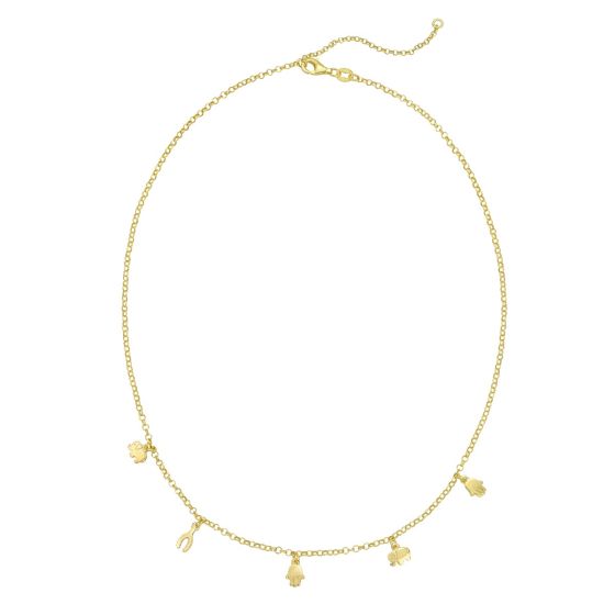 Gold Over Silver Hamsa Stationed Necklace
