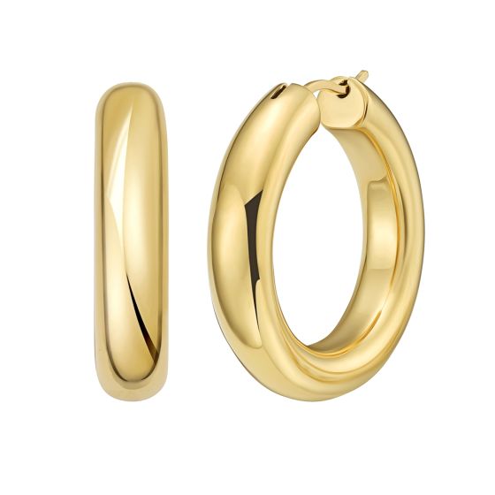 Gold Over Silver Round Hinged Hoops