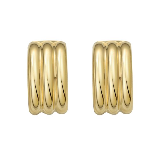 Gold Over Silver Triple Row C Hoops