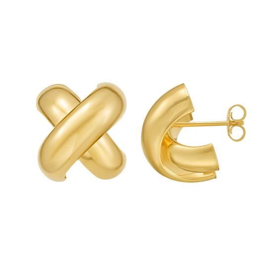 Gold Over Silver Puffy X Earring