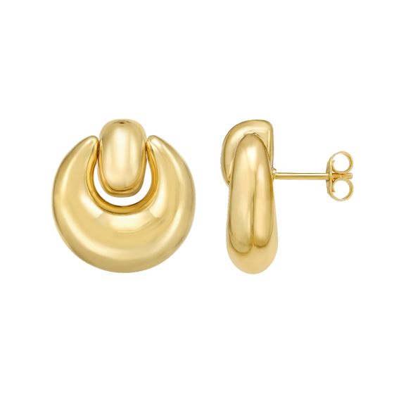 Gold Over Silver Puffy Door Knocker Earring